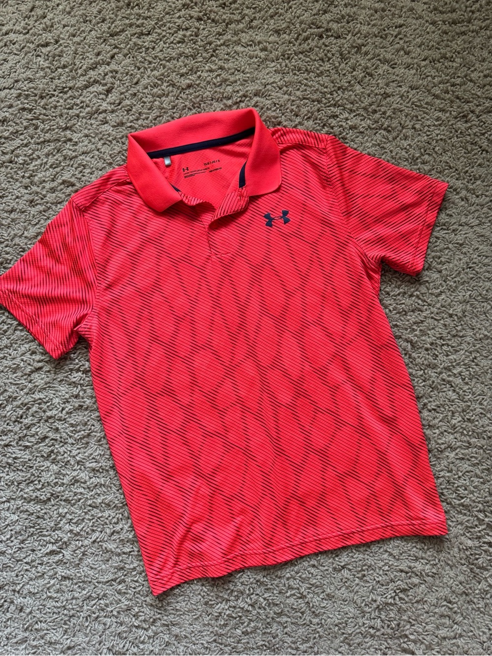 Under Armour Red Athletic Polo with Navy Logo